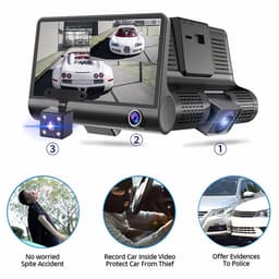 Smoakez Dash Cam 1080P Groothoek 4 Inch Nachtzicht Bewegingsdetectie Auto Recorder Voor en Achter — thumbnail 2
