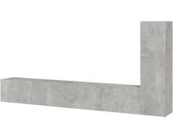 Tv-meubel set - Hifi meubel - Media opbergen - Wandgemonteerd ontwerp - 100 cm breed - Betongrijs