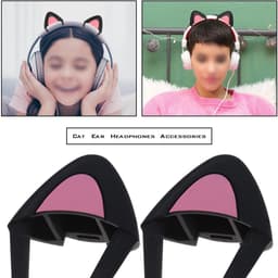 Golden crown - Cat Ears Hoofdtelefoon - Schattige Decoratie - Zwart - Silicone Oren - Verstelbare Riemen - Geschikt voor Gaming Hoofdtelefoon — thumbnail 2