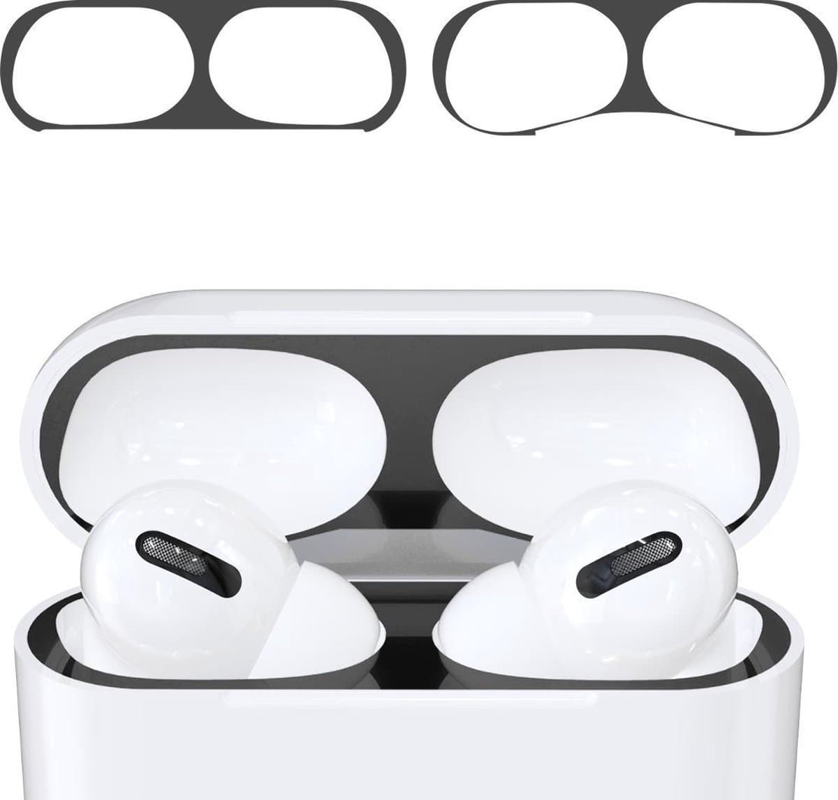 kwmobile anti-stof sticker geschikt voor Apple AirPods Pro - Stofbeschermer in zwart — afbeelding 1