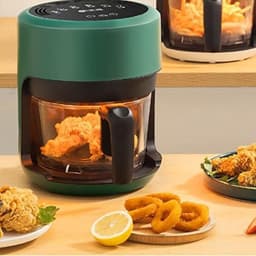 Heteluchtfriteuse 25 Liter - Olievrije Frituurpan - Gezond Koken - Transparant Glazen Ontwerp - 6 Menu Opties - Wit — thumbnail 2