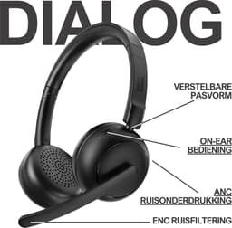 Noise Buddies Dialog Headset met Microfoon- ANC + ENC - Bluetooth - Multipoint connectie - voor werk - Voor Laptop, computer en telefoon - 54 uur batterij - Draadloze Koptelefoon — thumbnail 4