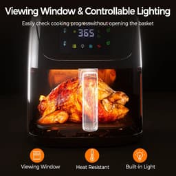 Waves- Airfryer - Airfryer oven - Airfryer XL - Friteuse - Zichtbare luchtfriteuse - Kleur zwart - Geschikt voor 4 tot 6 personen — thumbnail 7