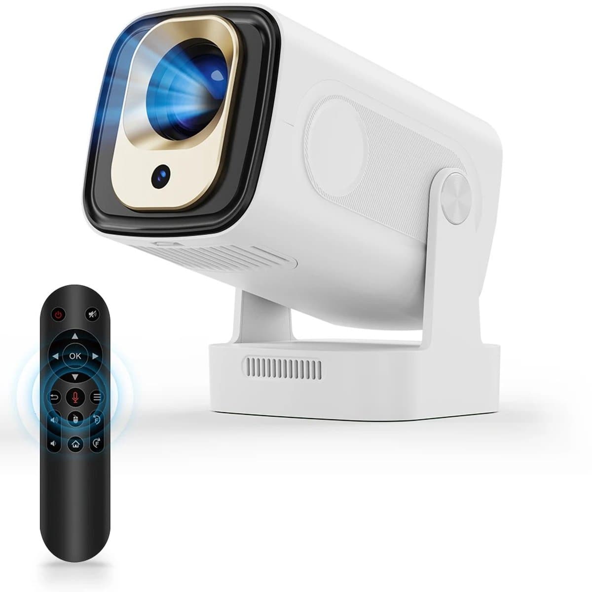 NaevaMi Beamer 4k - HY310 Android 11 - 4K Native 1080P Autofocus - 330ANSI Dual Wifi BT5.4 Air Mouse Voice - Beamer Kopen - Android - Beamer Projector - 4k Projector - 4k Beamer - Thuisbioscoop of Buiten - Wit — afbeelding 1