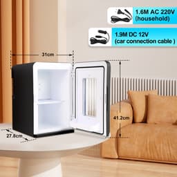 Mini koelkast - 15L Minibar - Koel & warm - AC/DC 230V/12V - Draagbare Mini Autokoelkast - Voor Auto, Kantoor, Camping & Thuis Eten, Drinken - Zwarte — thumbnail 2