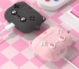 Allecto- Beschermhoes AirPods Pro 3 2025 - Siliconen - Schattig en Grappig - Roze Kat - Cartoon Stijl - Geschikt voor AirPods Pro 3 - Roze Siliconen Beschermhoes met Sleutelhaak — thumbnail 2