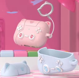 Allecto- Beschermhoes AirPods Pro 3 2025 - Siliconen - Schattig en Grappig - Roze Kat - Cartoon Stijl - Geschikt voor AirPods Pro 3 - Roze Siliconen Beschermhoes met Sleutelhaak — thumbnail 4