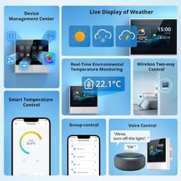 Slimme WiFi Wandpaneel Schakelaar met Thermostaat Functie - 2 Groepen — thumbnail 3