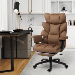 Dowinx Gamingstoel - ergonomische bureaustoel - pocketvering zitting - dubbele zachte rugleuning - verstelbaar lendenkussen - armleuningen - uitschuifbare voetsteun - PU leer - bruin — thumbnail 2