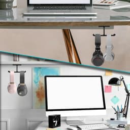 Allecto- Koptelefoonhouder voor onder de desk - Gaming headset hanger - Zwart - Universeel - Headset opbergclip - Geschikt voor gaming headsets - Onder bureau houder met schroeven. — thumbnail 4