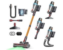 Draadloze Steelstofzuiger - Krachtige Stofzuiger - Huisdieren Haar Verwijderen - Aromafunctie Anti-Klit - 65 Min Batterij - Oranje