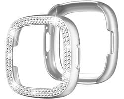 Hard Plastic Diamant Zilver Hoesje Geschikt voor Fitbit Versa 4 / Sense 2