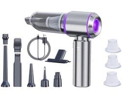 Ynkkvre -Handstaubsauger - Draadloze Stofzuiger - 3-Traps Zuigkracht 16.000 Pa + 4-In-1 Functie Blazen Opblazen Luchtonttrekking - 1 - Auto Huis Grijjs