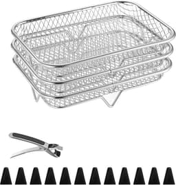 Heteluchtfriteuse Accessoires - Airfryer Rooster - Dubbel Koken - Verhoogd Ontwerp - 19.5cm x 13.5cm - Zilver — thumbnail 1