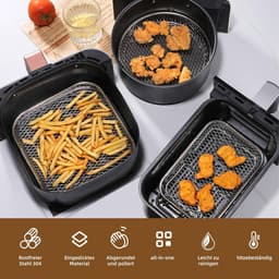 Heteluchtfriteuse Accessoires - Airfryer Rooster - Dubbel Koken - Verhoogd Ontwerp - 19.5cm x 13.5cm - Zilver — thumbnail 6