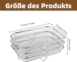 Heteluchtfriteuse Accessoires - Airfryer Rooster - Dubbel Koken - Verhoogd Ontwerp - 19.5cm x 13.5cm - Zilver — thumbnail 3
