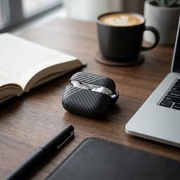 Diepgrijs carbon fiber hoesje voor oordopjes heren dames met streep patroon geschikt voor AirPods Pro 3 hardcase beschermhoes — thumbnail 3