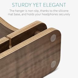 Universele houten hoofdtelefoonstandaard met kabelhouder - Stijlvolle en functionele accessoires voor je bureau — thumbnail 4