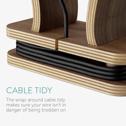 Universele houten hoofdtelefoonstandaard met kabelhouder - Stijlvolle en functionele accessoires voor je bureau — thumbnail 5