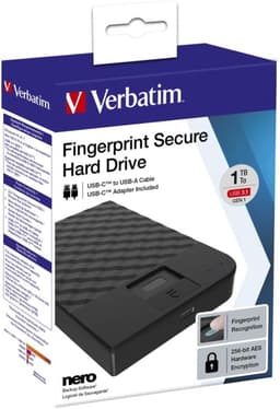 Externe Harde Schijf - Draagbare Opslag - Veilige Dataopslag - Vingerafdruk Beveiliging - 1 TB - Zwart — thumbnail 3
