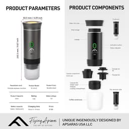 Draagbare Koffiemaker - Mini Espresso Machine - Reizen en Onderweg - 3-in-1 Systeem - 0.6 kg - Grijs — thumbnail 2