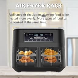 Airfryerrek 2-pack - Airfryer Accessoires - Airfryer-accessoire met dubbele mand - Grill voor hoge temperaturen - Multifunctioneel kookrek - Airfryer — thumbnail 9