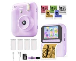Kindercamera Full HD met Printer - 1080P - 32GB - Digitale Camera Kinderen - Selfie Camera - Video - Spelletjes - Paars