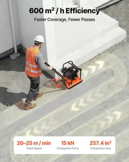 Trilplaatverdichter - Benzine Trilplaat - Motor 212 cc 6,5 pk - Verdichtingskracht 15 kN - Toerental 6400 tpm - Plaatmaat 53 x 40 cm - Handbediend - Bestrating, asfalt, funderingen — thumbnail 4