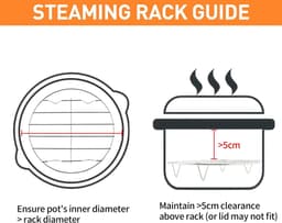 7,6" x 1,06" Rond kookrooster — Koelrooster van 304 roestvrij staal, bak-/koel-/stoomrooster (met standaard) — Accessoires voor airfryer (2-delige set) — thumbnail 2