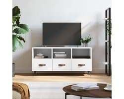 TV Kast - Mediameubel Opbergkast - Woonkamer Inrichting - Stabiele IJzeren Poten - 102x36x50 cm - Wit