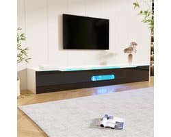 Tv-kast Hoogglans - Media Meubel - Woonkamer Inrichting - App Gestuurde Led - 180cm Breed - Zwart Wit