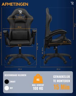 Ranqer Apollo Bureaustoel - Gaming stoel / Gaming Chair - Gamestoel - zwart — thumbnail 7