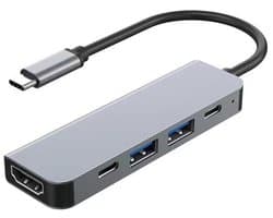 USB-C-hub, multiport USB-C-Geschikt voor MacBook Pro en MacBook Air, 6-in-1 dock met 4K HDMI, USB 3.0 en SD/TF-kaartlezer, A374