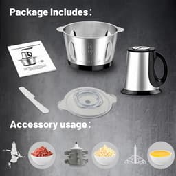 Keuken Chopper - Mini Foodprocessor - Snel Ingrediënten - 3 Snelheden Instelbaar - 14 x 21 x 27 cm - Zilver — thumbnail 2