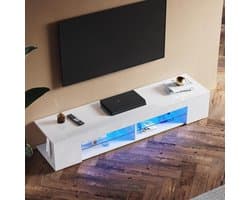 Tv-kast met LED-verlichting hoogglans wit 135 cm