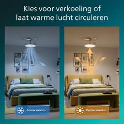 Philips Tynl Plafondventilator met LED-lamp - 3 Intrekbare bladen - Diameter: 106cm - Drie tinten wit licht (2700K / 4000K / 5500K) - Dimbaar tot 10% - Afstandsbediening - Wit - 4500 Lumen — thumbnail 5