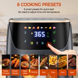 Jently air fryer - elektrische friteuse - anti-aanbakmand - familiegrootte - touch screen - 8 in 1 - 7 liter — thumbnail 6