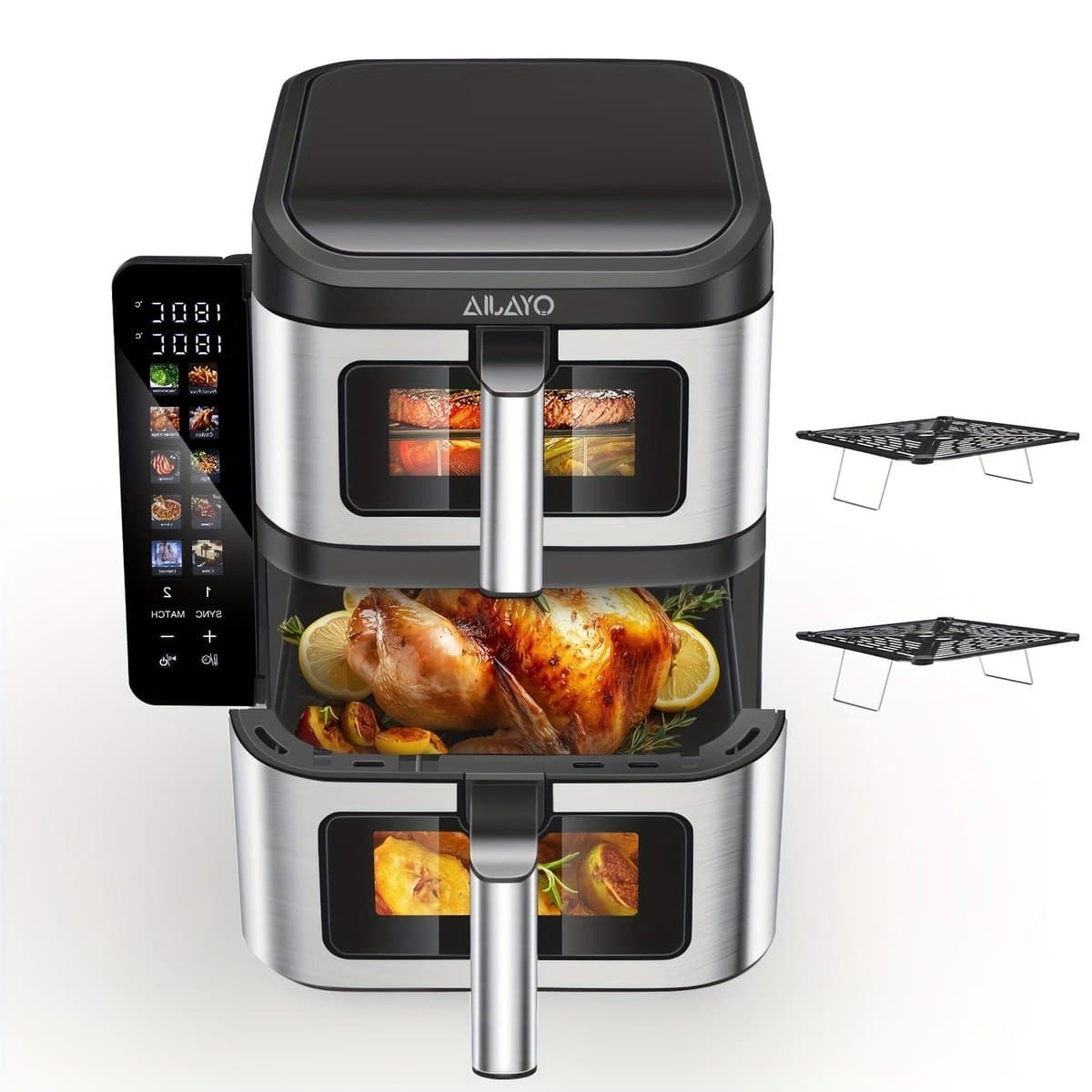 Heteluchtfriteuse – Airfryer – Friteuse – Luchtfriteuse – Digitale Oven – 11 Liter Capaciteit – Dubbele Mand met Cook & Sync Systeem — afbeelding 1