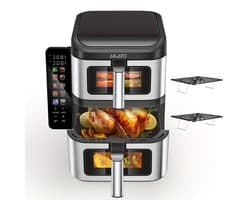 Heteluchtfriteuse – Airfryer – Friteuse – Luchtfriteuse – Digitale Oven – 11 Liter Capaciteit – Dubbele Mand met Cook & Sync Systeem