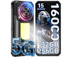 OUKITEL WP56 Robuuste Smartphone 5G - 32GB RAM - 256GB ROM - 16000 mAh - Android 15 - 6,8 inch - 108MP Camera - IP68/IP69K Outdoor Telefoon - Zwart