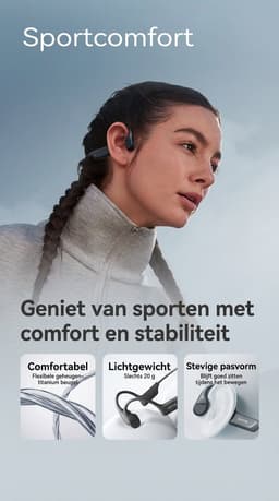 Sanag Bone Conduction Headphones – Sport Koptelefoon – Veilig Fietsen & Hardlopen – 10 Uur Batterij – IPX5 Waterdicht & Open Ear Design – Zwart — thumbnail 2