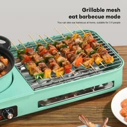 Delightness 3-In-1 Multikookmachine - Elektrische Grill - Hete Pot - Rookloze Barbecue - Tafelgrill - Grillplaat - Koken - Zwart — thumbnail 4