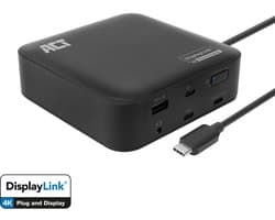 ACT Universeel USB-C Dockingstation 4K, voor 2 HDMI/DisplayPort monitoren, DisplayLink, compact model AC7150