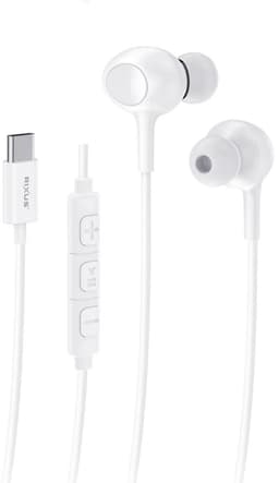 Rixus RXHD56CW USB-C Wired Earbud With Microphone White — thumbnail 1