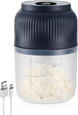 Mini Keukenmachine - Elektrische Hakker - Snel Ingrediënten Snijden - Draadloos USB Opladen - Compact Formaat - Zilver — thumbnail 1