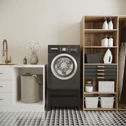 Wasmachine Verhoger - Met Lade - Comfortabel Werken - Inclusief Uittrekbaar Plateau - 65x60.5x42 cm - Zwart — thumbnail 2