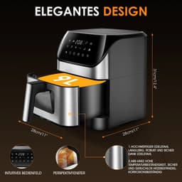 Seth Select Airfryer - Heteluchtfriteuse - Compacte heteluchtoven - Antiaanbaklaag - Groot 9 liter - Braden - Bakken - Uitdrogen - Opwarmen, — thumbnail 5