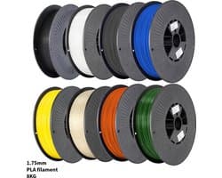 PLA+ 8KG Voordeelpakket 3D Printer Filament 1.75 mm - Hoge Kwaliteit en Duurzaam - Compatibel met Creality, Bambu Lab, Esun en Meer - Perfect voor Prototypes, Modellen en Accessoires - Professioneel en Thuisgebruik