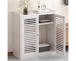 Media Kast - AV Opslag - Thuis Entertainment - Hol Ontwerp Warmteafvoer - 59x25x97cm - Wit