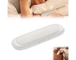 Bone conduction slaapluidspreker voor onder het kussen, ultradunne Bluetooth 5.3 mini-kussenluidspreker, automatische uitschakeling, discreet ontwerp voor zijslapers en lichte slapers om naast het bed naar muziek te luisteren (wit).